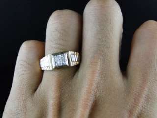   MENS 14K YELLOW GOLD PRINCESS CUT DIAMOND STYLE WEDDING BAND RING 1/4C