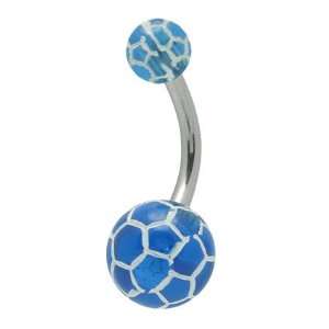 Soccer Balls Belly Ring Dark Blue Acrylic Beads