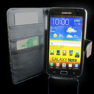 Samsung i9220 Galaxy Note GT N7000 Wallet Black Leather Case Cover 