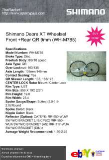 SHIMANO DEORE XT Wheelset Front+Rear 9mm QR WH M785 Mountain Bicycle 