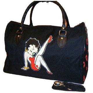 Betty Boop Black RED Duffel Shoulder L Sport Travel Overnight Handbag 