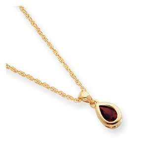  Gold plated January Teardrop CZ Necklace   18 Inch 