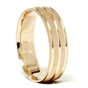 6MM Brushed Flat Unique 14k Yellow Gold Wedding Ring Mans Band Comfort 