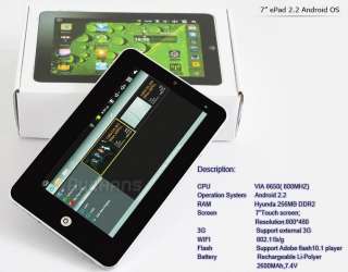   Google Android 2.2 VIA 8650 Tablet PC 2GB 256MB WiFi Camera MID  