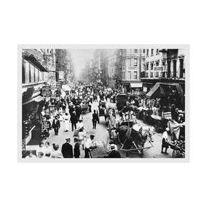 People Peddlers and Horse Drawn Carriages on a Lower East Side Street 