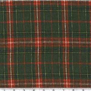  60 Wide Novelty Wool Red/Pine Tartan Fabric By The Yard 