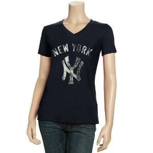  New York Yankees Ladies Navy Blue Cooperstown Icon T shirt 