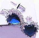 F22 Cufflink Pair Titanic Heart of the Ocean Inspired 18KGP Synthetic 