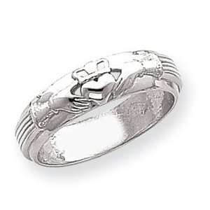 14k White Gold Mens Claddagh Ring   Size 10   JewelryWeb 