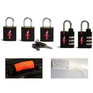  Neon Black Padlocks and Two Aero Black TSA Locks (Neon 