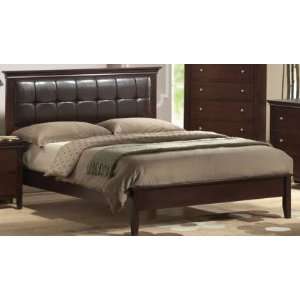  Contemporary Modern Style Brown Wood Finish Queen Bed by 