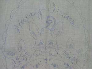 Soft Cotton Baby Blanket Happy Dreams Bunny Embroidery  