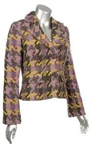 Sutton Studio Womens Textured Houndstooth Blazer Jacket  Assorted 
