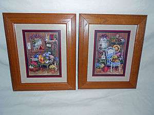 Pair of Framed & Matted Barbara Mock Prints   Country Front Porch 