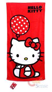 Sanrio Hello Kitty Beach, Bath Towel  Red Balloon 30x60  