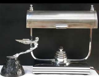 LARGE FRENCH ART DECO MODERNIST OPALESCENT GLASS CHROME BAKELITE TABLE 