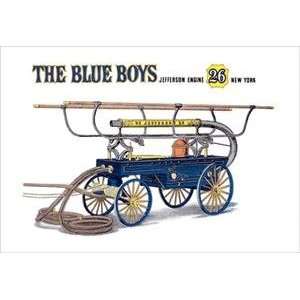  Vintage Art Blue Boys Jefferson Engine 26 New York 