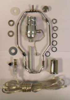 lamp parts  silver lamp kits   off/on pull chain, 7 harp, neck TD 
