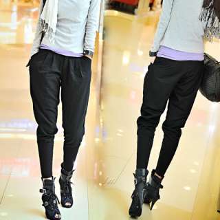 E6018 Japan Korea Fashion Top Black Harem Long Pants  