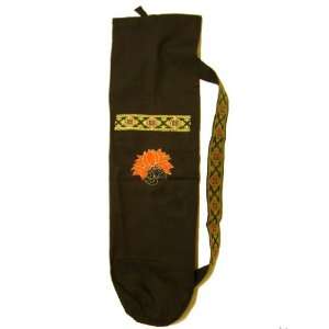 Organic Cotton Black Embroidered Yoga Mat Bag (lotus/om)  