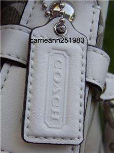   Coach White & Khaki Signature Sateen Convertable Brooke Handbag 17183