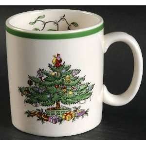  Spode Christmas Tree Green Trim Mug, Fine China Dinnerware 