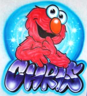Airbrush Personalized Name With Elmo Airbrushed T shirt  
