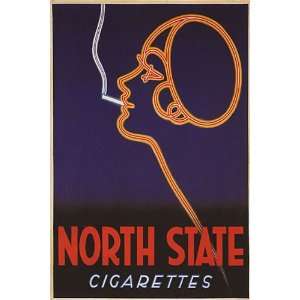  GIRL SMOKING NORTH STATE CIGARETTES CIGAR SMALL VINTAGE 