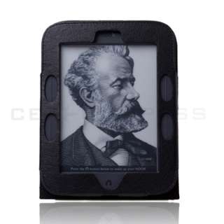 Barnes Noble Nook 2 Simple Touch 2nd Edition Black Leather Case Cover 