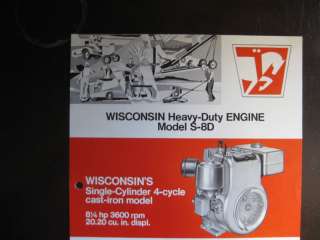 Wisconsin Model #S 8D 8 1/4 HP 3600 RPM Engine Ad  