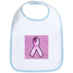    Baby Bib Sky Blue Breast Cancer Pink Ribbon 