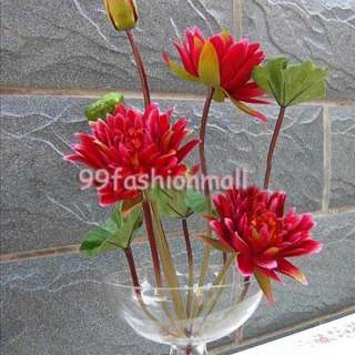   20 Artificial Autumn Water Lily Flowers Lotus Wedding Party Decor RED