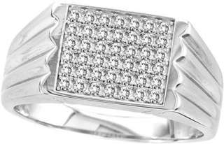 Mens .925 Sterling Silver Cz Rectangle Pinky Ring Band  