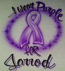 Airbrushed I Wear Purple Ribbon Personalized w/ Name sz S M L XL 