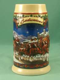 BUDWEISER 2003 HOLIDAY STEIN with BOX & COA ~ OLD TOWNE HOLIDAY 