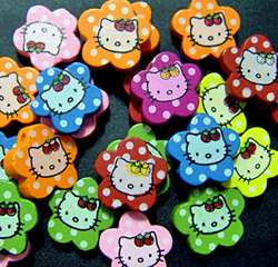 Hello Kitty wood beads for crafts jewelry bracelets necklaces bling 