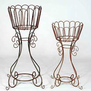 37 Wrought Iron Deep Basket Plant Stand   Metal Flower Holder for 