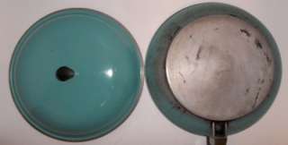   Turquoise Skillet Mid Century Modern 10 Aqua Frying Pan w/Lid NR