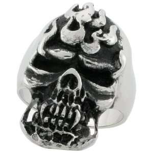  Surgical Stainless Steel 1 1/4 in. (31mm) Skull on Flames 