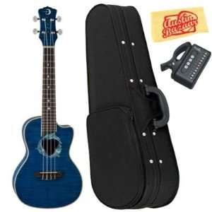  Luna Dolphin Quilted Maple Concert Ukulele Bundle with 