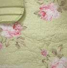 LILA Shabby PINK GREEN FLORAL Scalloped Chic FULL/QUEEN QUILT SET 3PC 