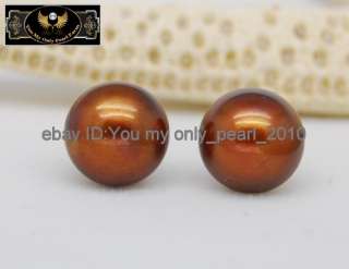 MP 14K YG Fine 10 11MM AAA+ Chocolate pearl earrings  