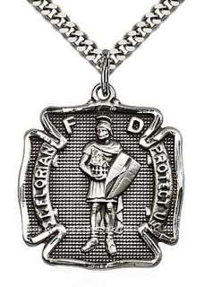   Sterling Silver Saint St. St Florian Fireman Firefighter Medal Charm