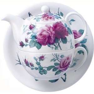   English Rose Tea For One Stacking Teapot Set Patio, Lawn & Garden