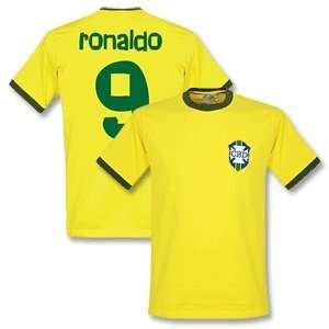  1970 Brazil Home Retro Shirt + Ronaldo 9 (Samba Style 