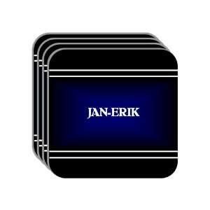 Personal Name Gift   JAN ERIK Set of 4 Mini Mousepad Coasters (black 
