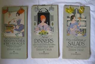 Antique Cook Book Set Elizabeth Hiller Calendar Dinners  