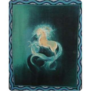 Unicorn on Green Panel Fleece Blanket  