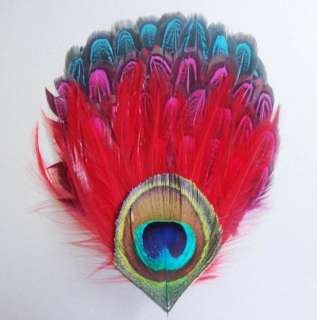 234 PEACOCK EYE RED HACKLE DYED PHEASANT FEATHERS PAD  