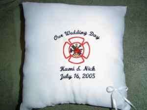 FIRE FIGHTER Firefighter Ring BEARER PILLOW Personalize  
